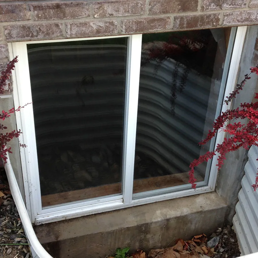 A cleaned basement window.